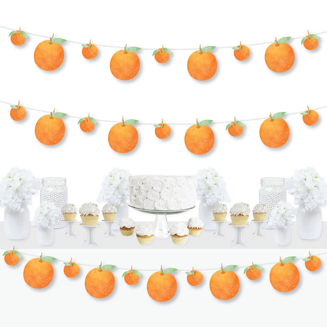 Little Clementine - Orange Citrus Baby Shower or Birthday Party DIY Decorations - Clothespin Garland Banner - 44 Pieces