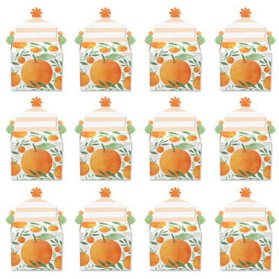 Little Clementine - Treat Box Party Favors - Orange Citrus Baby Shower or Birthday Party Goodie Gable Boxes - Set of 12