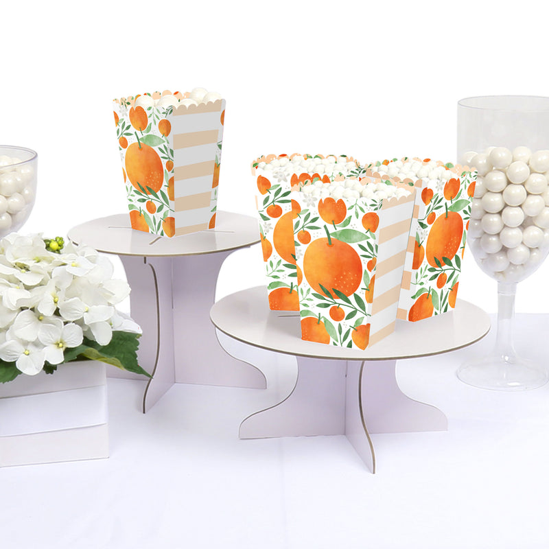 Little Clementine - Orange Citrus Baby Shower or Birthday Party Favor Popcorn Treat Boxes - Set of 12