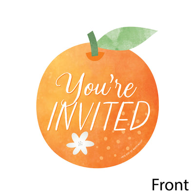 Little Clementine - Shaped Fill-In Invitations - Orange Citrus Baby Shower or Birthday Party Invitation Cards with Envelopes - Set of 12
