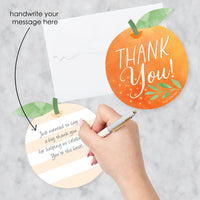 Little Clementine - Shaped Thank You Cards - Orange Citrus Baby Shower or Birthday Party Thank You Note Cards with Envelopes - Set of 12