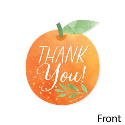 Little Clementine - Shaped Thank You Cards - Orange Citrus Baby Shower or Birthday Party Thank You Note Cards with Envelopes - Set of 12