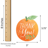 Little Clementine - Shaped Thank You Cards - Orange Citrus Baby Shower or Birthday Party Thank You Note Cards with Envelopes - Set of 12