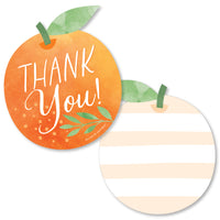 Little Clementine - Shaped Thank You Cards - Orange Citrus Baby Shower or Birthday Party Thank You Note Cards with Envelopes - Set of 12