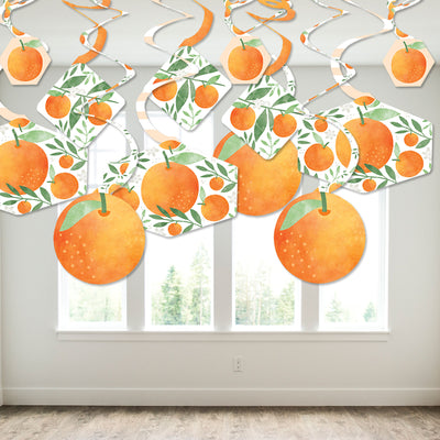 Little Clementine - Orange Citrus Baby Shower or Birthday Party Hanging Decor - Party Decoration Swirls - Set of 40