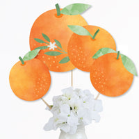 Little Clementine - Orange Citrus Baby Shower or Birthday Party Centerpiece Sticks - Table Toppers - Set of 15