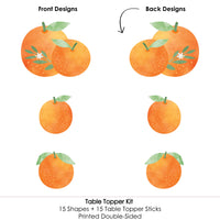 Little Clementine - Orange Citrus Baby Shower or Birthday Party Centerpiece Sticks - Table Toppers - Set of 15