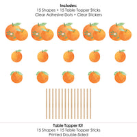 Little Clementine - Orange Citrus Baby Shower or Birthday Party Centerpiece Sticks - Table Toppers - Set of 15