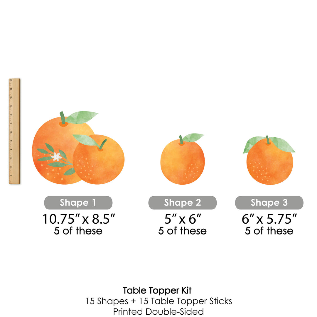 Little Clementine - Orange Citrus Baby Shower or Birthday Party Centerpiece Sticks - Table Toppers - Set of 15