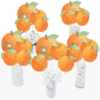 Little Clementine - Orange Citrus Baby Shower or Birthday Party Centerpiece Sticks - Table Toppers - Set of 15