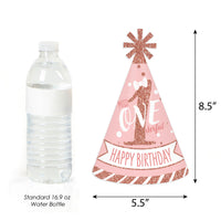 1st Birthday Little Miss Onederful - Cone Happy Birthday Party Hats for Kids and Adults - Set of 8 (Standard Size)