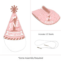 1st Birthday Little Miss Onederful - Cone Happy Birthday Party Hats for Kids and Adults - Set of 8 (Standard Size)