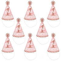 1st Birthday Little Miss Onederful - Cone Happy Birthday Party Hats for Kids and Adults - Set of 8 (Standard Size)