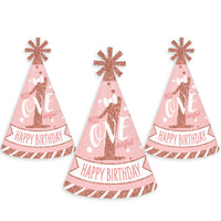 1st Birthday Little Miss Onederful - Cone Happy Birthday Party Hats for Kids and Adults - Set of 8 (Standard Size)