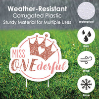 1st Birthday Little Miss Onederful - Yard Sign and Outdoor Lawn Decorations - Girl First Birthday Party Yard Signs - Set of 8