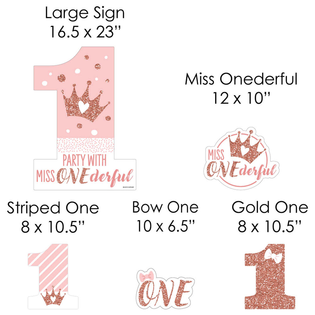 1st Birthday Little Miss Onederful - Yard Sign and Outdoor Lawn Decorations - Girl First Birthday Party Yard Signs - Set of 8