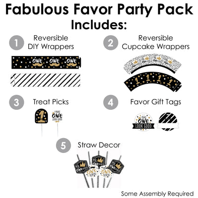 1st Birthday Little Mr. Onederful - Boy First Birthday Party Favors and Cupcake Kit - Fabulous Favor Party Pack - 100 Pieces