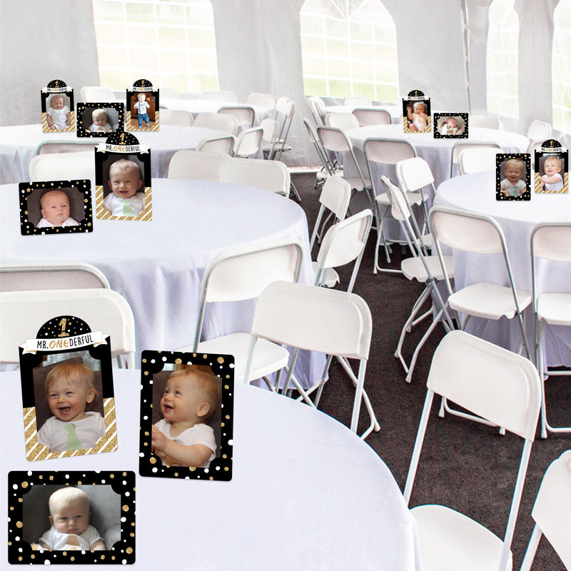 1st Birthday Little Mr. Onederful - Boy First Birthday Party 4x6 Picture Display - Paper Photo Frames - Set of 12