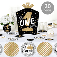 1st Birthday Little Mr. Onederful - Boy First Birthday Party Decor and Confetti - Terrific Table Centerpiece Kit - Set of 30