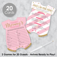 Little Princess Crown - 2-in-1 Pink and Gold Princess Baby Shower Cards - Activity Duo Games - Set of 20