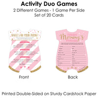 Little Princess Crown - 2-in-1 Pink and Gold Princess Baby Shower Cards - Activity Duo Games - Set of 20