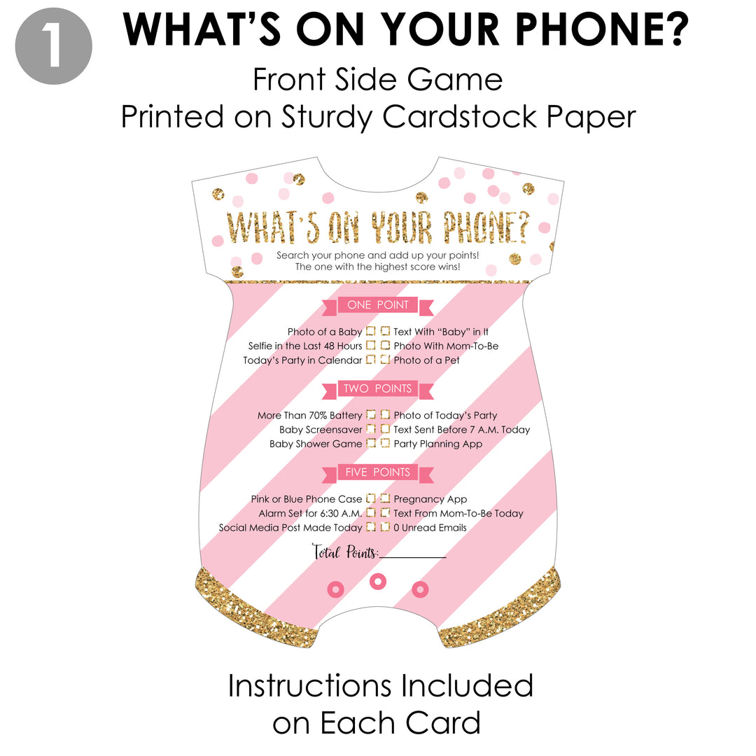 Little Princess Crown - 2-in-1 Pink and Gold Princess Baby Shower Cards - Activity Duo Games - Set of 20