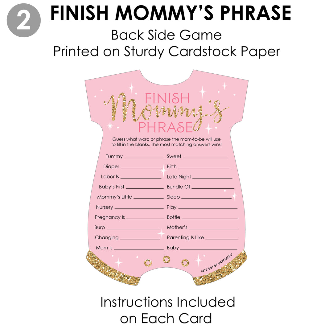 Little Princess Crown - 2-in-1 Pink and Gold Princess Baby Shower Cards - Activity Duo Games - Set of 20