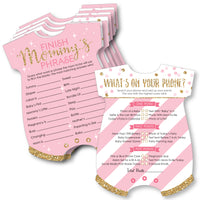 Little Princess Crown - 2-in-1 Pink and Gold Princess Baby Shower Cards - Activity Duo Games - Set of 20