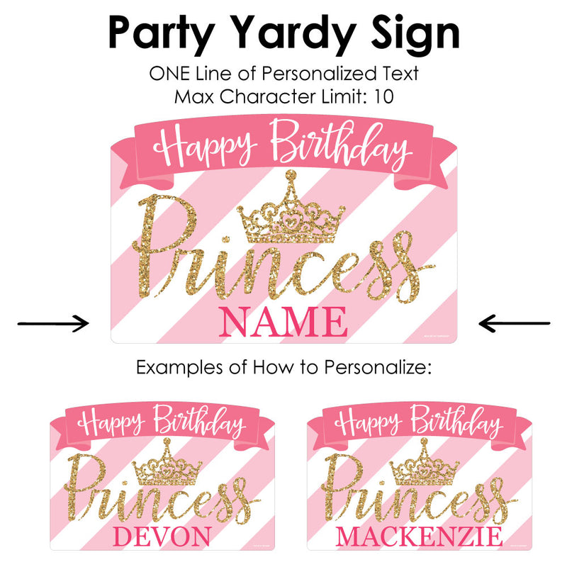 Little Princess Crown - Pink and Gold Princess Birthday Party Yard Sign Lawn Decorations - Personalized Happy Birthday Party Yardy Sign