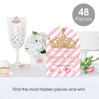 Little Princess Crown - Pink and Gold Princess Baby Shower or Birthday Party Scavenger Hunt - 1 Stand and 48 Game Pieces - Hide and Find Game