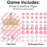 Little Princess Crown - Pink and Gold Princess Baby Shower or Birthday Party Scavenger Hunt - 1 Stand and 48 Game Pieces - Hide and Find Game