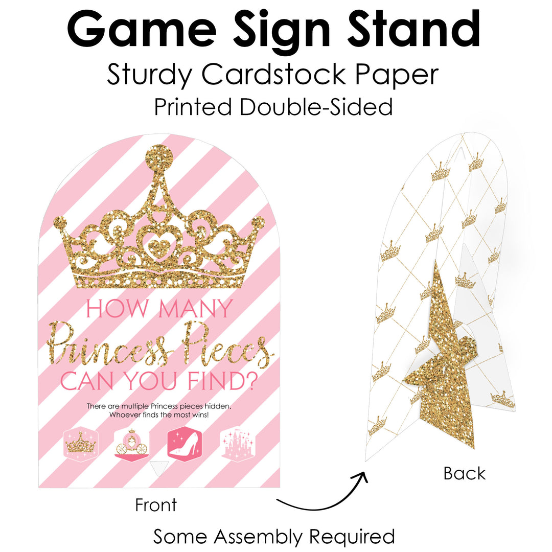Little Princess Crown - Pink and Gold Princess Baby Shower or Birthday Party Scavenger Hunt - 1 Stand and 48 Game Pieces - Hide and Find Game