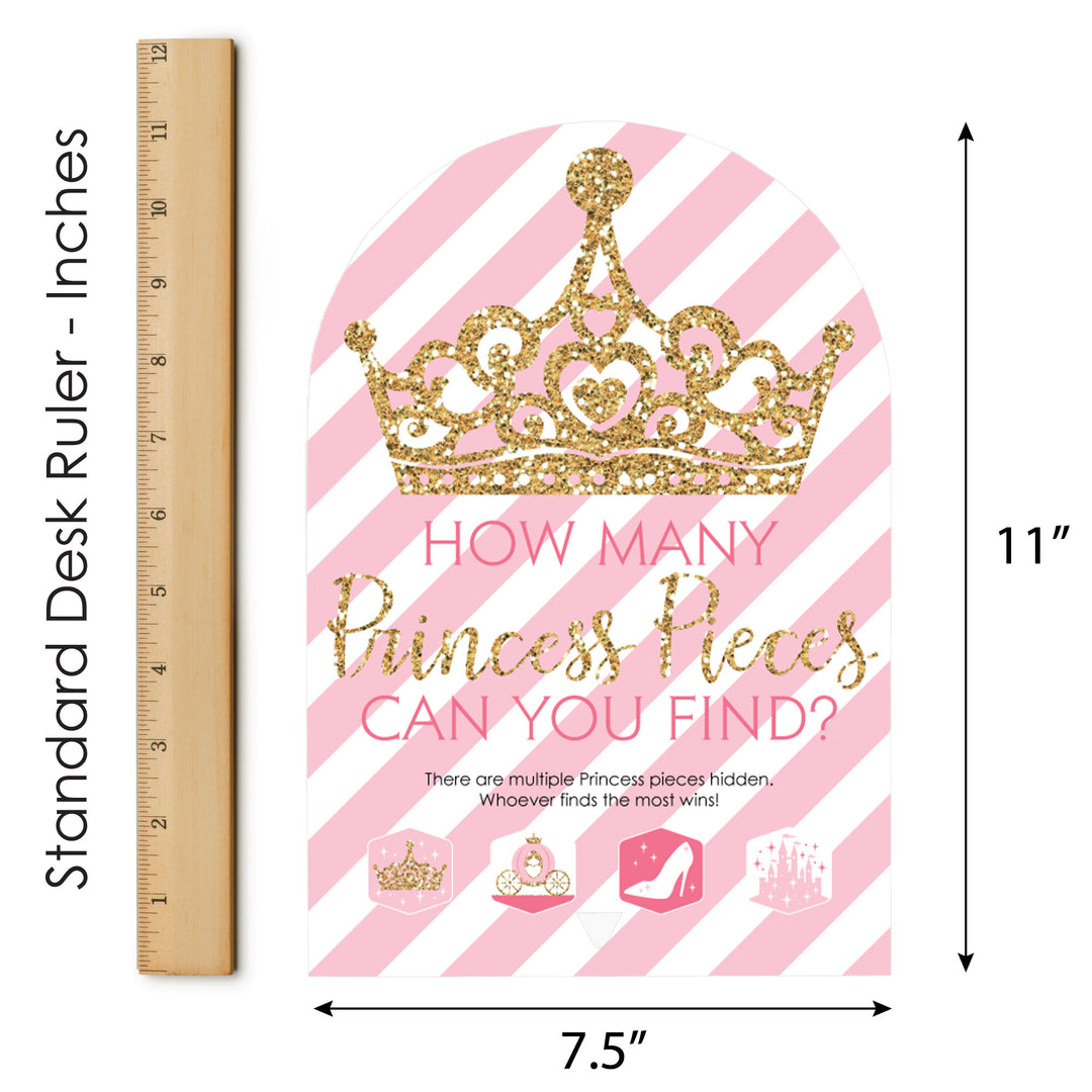 Little Princess Crown - Pink and Gold Princess Baby Shower or Birthday Party Scavenger Hunt - 1 Stand and 48 Game Pieces - Hide and Find Game