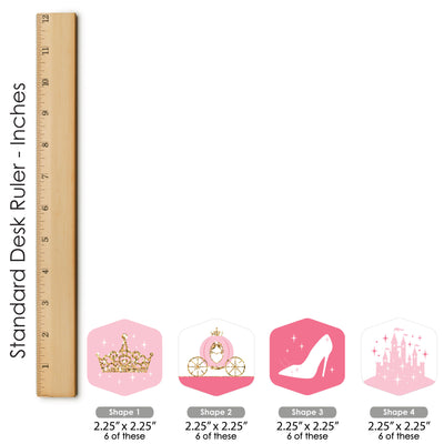 Little Princess Crown - Pink and Gold Princess Baby Shower or Birthday Party Scavenger Hunt - 1 Stand and 48 Game Pieces - Hide and Find Game
