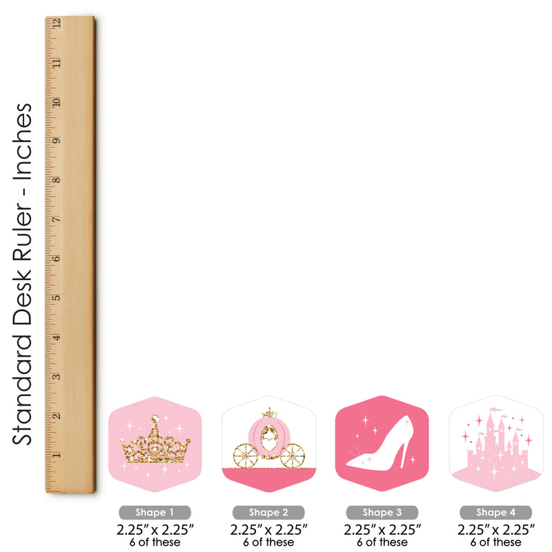 Little Princess Crown - Pink and Gold Princess Baby Shower or Birthday Party Scavenger Hunt - 1 Stand and 48 Game Pieces - Hide and Find Game