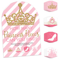 Little Princess Crown - Pink and Gold Princess Baby Shower or Birthday Party Scavenger Hunt - 1 Stand and 48 Game Pieces - Hide and Find Game