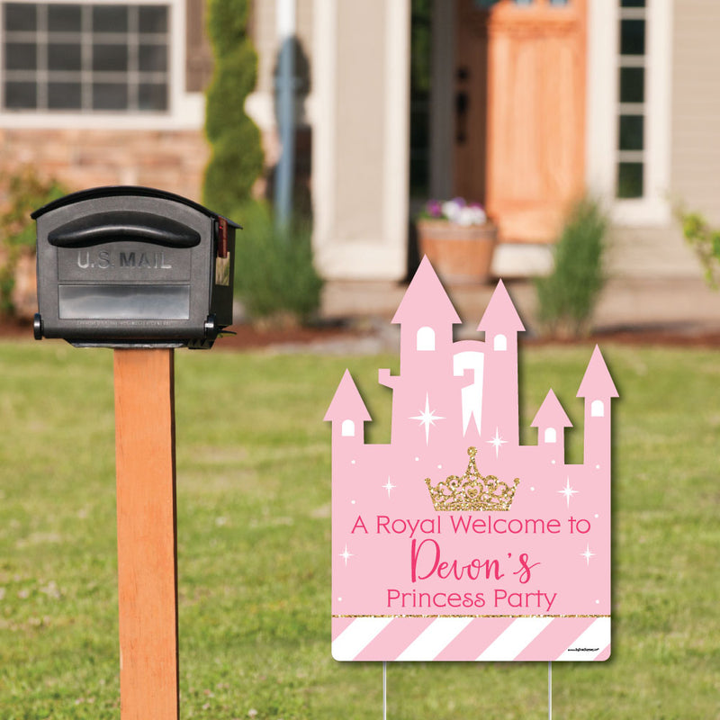 Little Princess Crown - Party Decorations - Pink and Gold Princess Baby Shower or Birthday Party Personalized Welcome Yard Sign