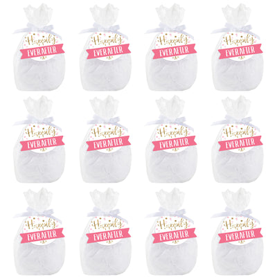 Little Princess Crown - Pink and Gold Princess Baby Shower or Birthday Party Clear Goodie Favor Bags - Treat Bags With Tags - Set of 12