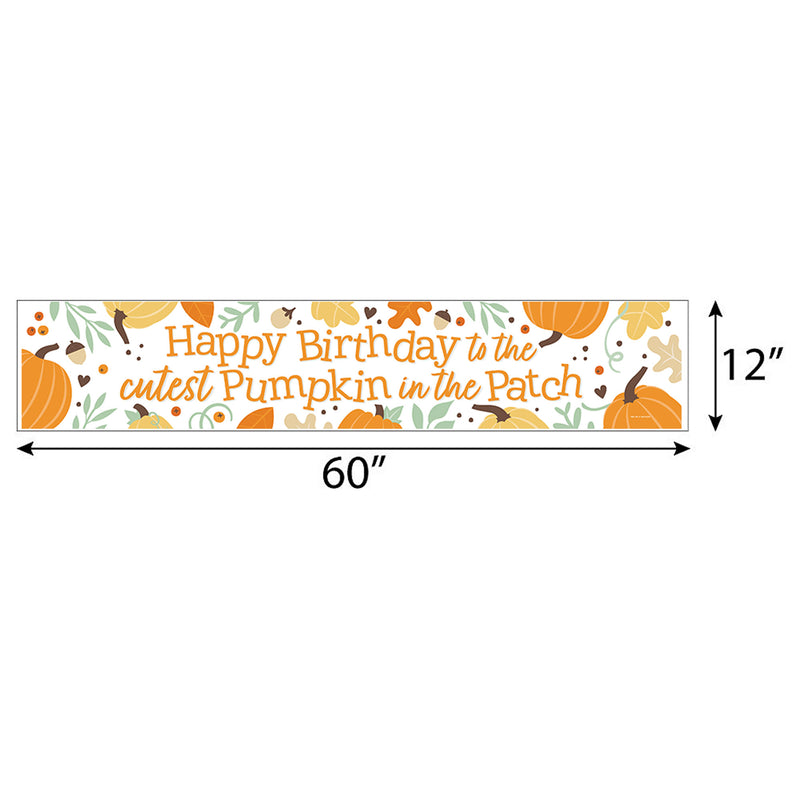 Little Pumpkin - Happy Birthday Fall Birthday Decorations Party Banner