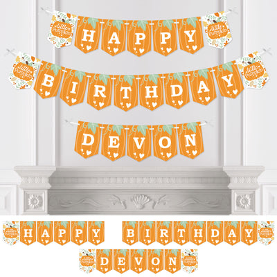 Personalized Little Pumpkin - Custom Fall Birthday Party Bunting Banner and Decorations - Happy Birthday Custom Name Banner