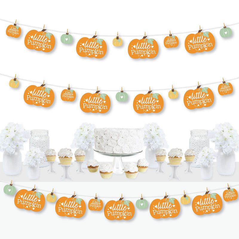 Little Pumpkin - Fall Birthday Party or Baby Shower DIY Decorations - Clothespin Garland Banner - 44 Pieces