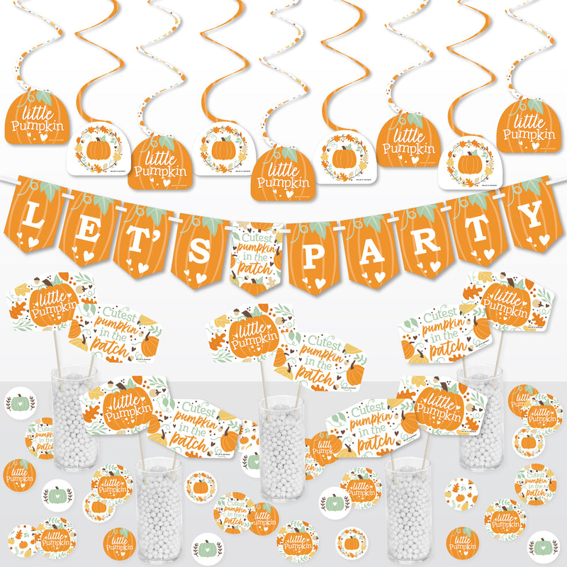 Little Pumpkin - Fall Birthday Party or Baby Shower Supplies Decoration Kit - Decor Galore Party Pack - 51 Pieces