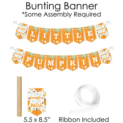Little Pumpkin - Banner and Photo Booth Decorations - Fall Birthday Party or Baby Shower Supplies Kit - Doterrific Bundle