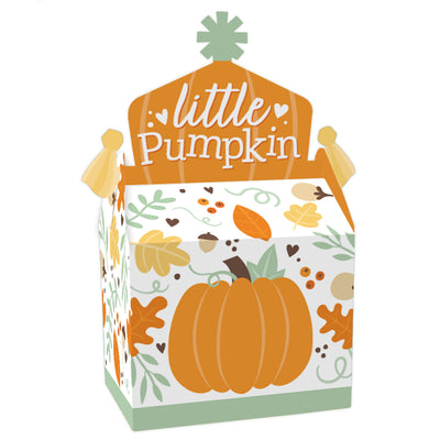 Little Pumpkin - Treat Box Party Favors - Fall Birthday Party or Baby Shower Goodie Gable Boxes - Set of 12