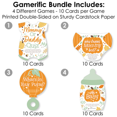 Little Pumpkin - 4 Fall Baby Shower Games - 10 Cards Each - Gamerific Bundle