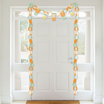 Little Pumpkin - 90 Chain Links and 30 Paper Tassels Decoration Kit - Fall Birthday Party or Baby Shower Paper Chains Garland - 21 feet