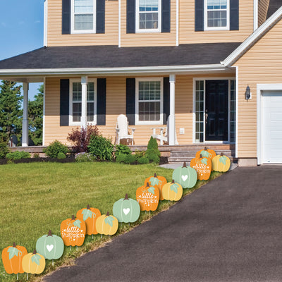 Little Pumpkin - Lawn Decorations - Outdoor Fall Birthday Party or Baby Shower Yard Decorations - 10 Piece