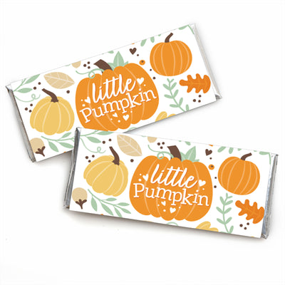 Little Pumpkin - Candy Bar Wrapper Fall Birthday Party or Baby Shower Favors - Set of 24
