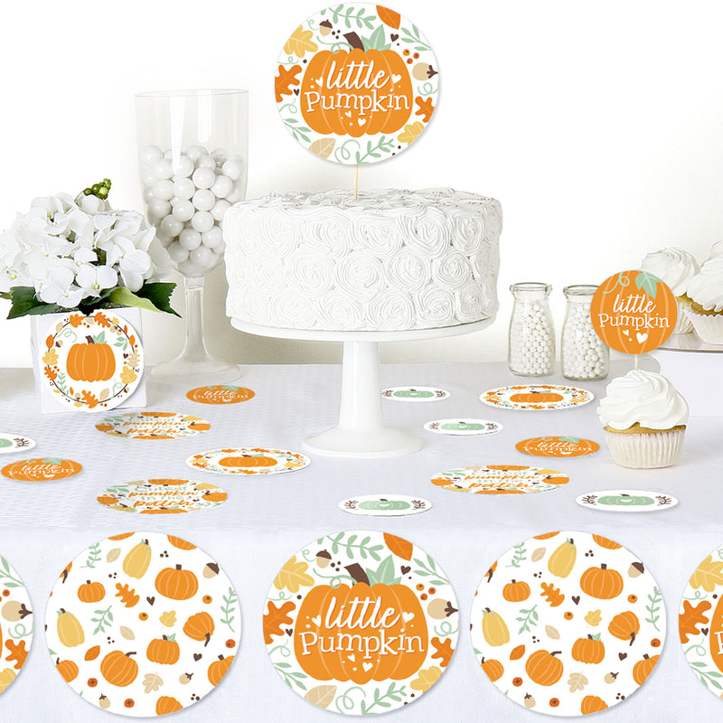 Little Pumpkin - Fall Birthday Party or Baby Shower Giant Circle Confetti - Party Decorations - Large Confetti 27 Count