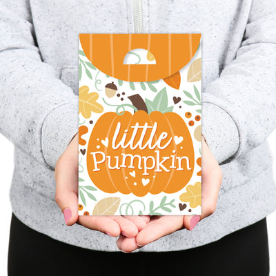 Little Pumpkin - Fall Birthday or Baby Shower Gift Favor Bags - Party Goodie Boxes - Set of 12